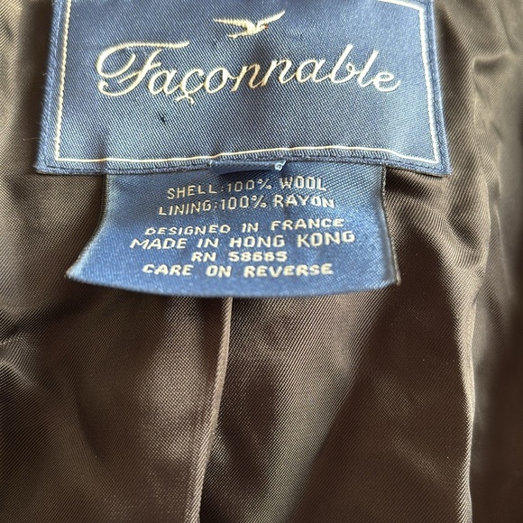 Facconable Wool Lined Overshirt Jacket Men’s Black Button Front French Size XL - Picture 8 of 14